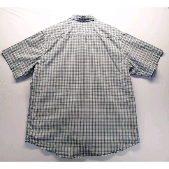 Northwest Territory Button Shirt Men Large Blue Plaid Short Sleeve Pocket - Picture 2 of 7